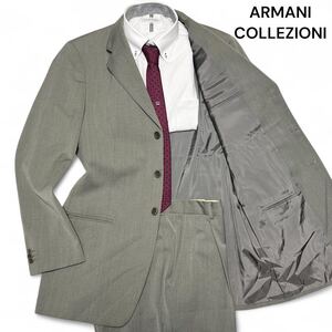 最高峰!!◎XLサイズ!!アルマーニコレッツォーニ【サラリとした肌触り】ARMANI セットアップ スーツ グレー ウール100% 秋冬 3B◎メンズ