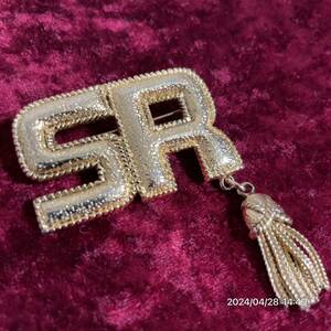 美品 SONIA RYKIEL ソニアリキエル SRロゴ ゴールドカラー ピンバッジ ブローチ アクセサリー