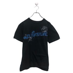 Quiksilver 半袖 プリント Tシャツ クイックシルバー S ブラック バックプリント クルーネック 古着卸 アメリカ仕入 a605-6122