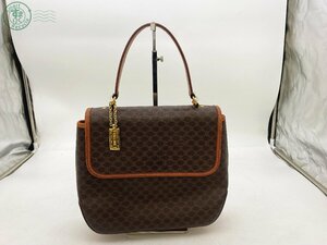 2409600194　♭CELINE セリーヌ ハンドバッグ M95 マカダム レザー レザーバッグ セカンドバッグ ブラウン系 ゴールド金具 中古