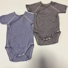 【Petit Bateau】ストライプ半袖ボディスーツ2枚セット