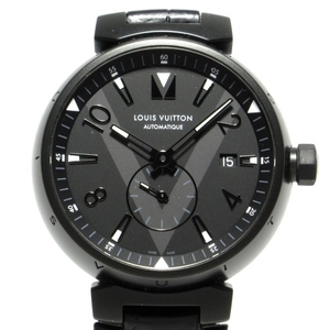 LOUIS VUITTON(ヴィトン) 腕時計 タンブール オールブラック Q1D22 メンズ SS/革ベルト 黒