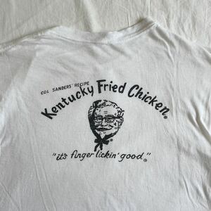 希少! 70s Kentucky Fried Chicken Tシャツ L ビンテージ USA製 無地 綿100 カーネルサンダース フェイスプリント ケンタッキー 企業 80s