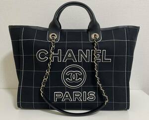 CHANEL ドーヴィル GM キャンバスxレザー トートバッグ 新品本物