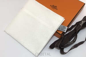 経堂) エルメス HERMES Hパッサン コットン ハンカチーフ ホワイト 48cm×48cm 美品 定価2.5万