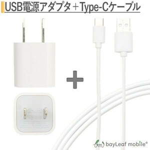 USB電源アダプタ Type-Cケーブルセット USBポート1口 2m ホワイト