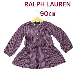 極美品　ラルフローレン　子供 キッズ用　可愛い小花柄　ワンピース　90cm　M4F342　RALPH LAUREN　サイズ24　子供服　濃紺地