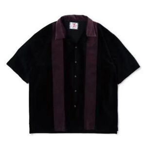 新品 SON OF THE CHEESE 23SS VELOUR STRIPE SHIRT ベロア ストライプ アロハ シャツ SC2310-CT05 サノバチーズ XL ブラック