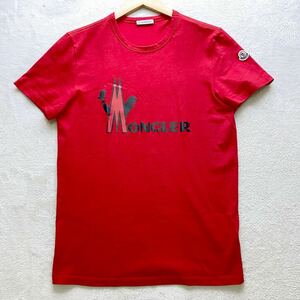 【未使用】 MONCLER モンクレール 半袖 Tシャツ トップス ワッペン メンズ レッド カットソー S
