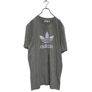 adidas 半袖 ロゴTシャツ M グレー アディダス クルーネック ビッグロゴ 古着卸 アメリカ仕入 a605-6247