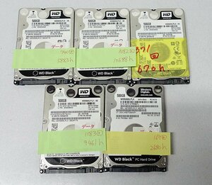 5個セット クリックポスト WD WD5000LPLX -08 500GB HDD 2.5インチ/SATA/データ消去 ハードディスク S062516