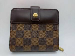 LOUIS VUITTON ルイヴィトン N61668 ダミエ コンパクトジップ 二つ折り 財布 /ジャンク