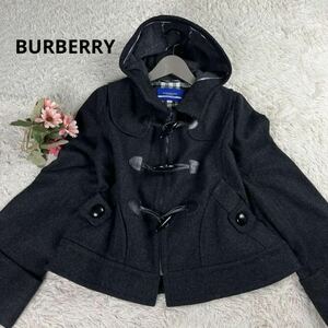 【未使用保管品】 BURBERRY BLUE LABEL バーバリーブルーレーベル ダッフルコート ハーフコート ノバチェック フーデット 38 M相当