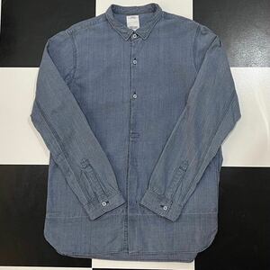 visvim ロングライダー インディゴ チェック 柄 プルオーバー シャツ リネン ビズビム 3 L indigo check shirt linen long rider