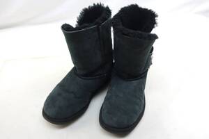 【送900円】4875　UGG AUSTRALIA　アグオーストラリア　ムートンブーツ　ボア　シープスキン　ブラック　ビジューボタン　サイズ不明