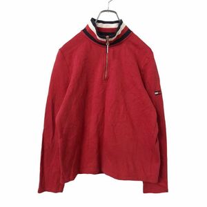 TOMMY HILFIGER ハーフジップ スウェット プルオーバー ウィメンズ M レッド トミーヒルフィガー 古着卸 アメリカ仕入れ a412-5293