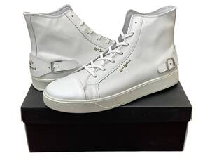 未使用品 UK12 Lewis Leathers Side Car Sneaker Hi Top ルイスレザー スニーカー ハイカット ホワイト