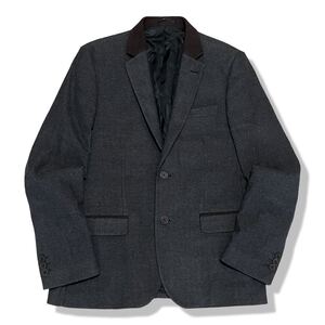 RIVER ISLAND(リバーアイランド) ウールテーラードジャケット チャコールグレー L シングル 2B ノッチドラペル 紳士 英国ブランド