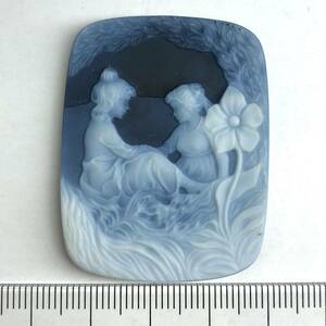 (ストーンカメオ 71.5ct)j 約45.1×35.1mm 貴婦人 CAMEO stone ルース アンティーク 作家物 ブローチ i