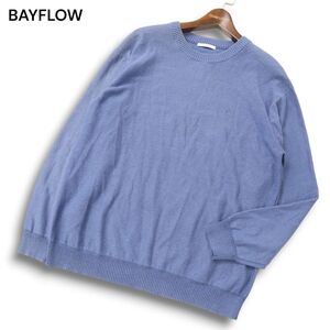 21ss★ BAYFLOW ベイフロー 春夏 ヤシ柄 刺繍★ 【麻 リネン混】 クルーネック ニット セーター Sz.3　メンズ　C4T08927_A#J