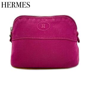 HERMES エルメス ボリードポーチ ミニミニ シルバー金具 マルチケース 小物入れ ピンク