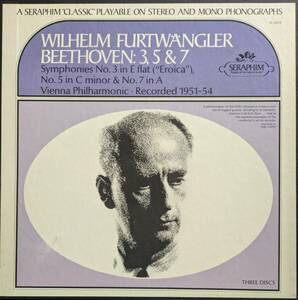 輸入LP盤 ウィルヘルム・フルトヴェングラー/Wiener Phil　Beethoven 交響曲3,5&7番 (3LP)　 