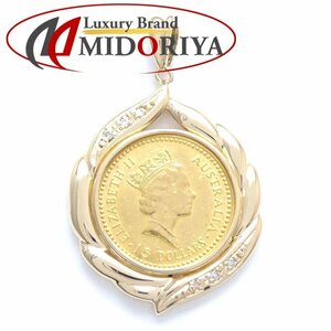 1/10oz ナゲット コイントップ 金貨 エリザベス ダイヤモンド K24ゴールド/78909【中古】