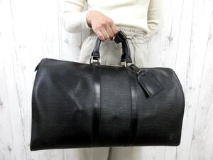 極美品 LOUIS VUITTON ルイヴィトン エピ キーポル45 ノワール ボストンバッグ ハンドバッグ バッグ M59152 レザー 黒 メンズ 79014