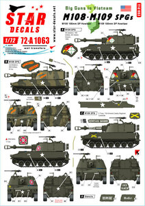 スターデカール 72-A1063 1/72 ビッグガンズインベトナム. アメリカ M108 ＆ M109 自走榴弾砲