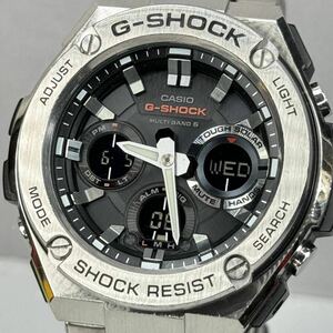 美品 G-SHOCK GST-W110D-1AJF G-STEEL/Gスチール タフソーラー 電波受信 電波ソーラー マルチバンド6 メタルバンド 反転液晶 アナデジ