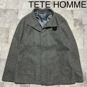 TETE HOMME テットオム ウールジャケット ショート丈コート カジュアル スタイリッシュデザイン サイズ9 L相当 玉FS1067