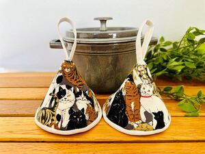 三角鍋つかみ★staubストウブホーロー鍋★ミトン★鍋つかみ★デニムリメイク　　