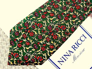 ♪29724C♪良品【花 植物 柄】ニナリッチ【NINA RICCI】ネクタイ