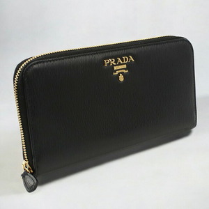 中古 プラダ 長財布ラウンドファスナー レディース ブランド PRADA ジップアラウンド長財布 レザー 1ML506 2B6P F0002 ブラック