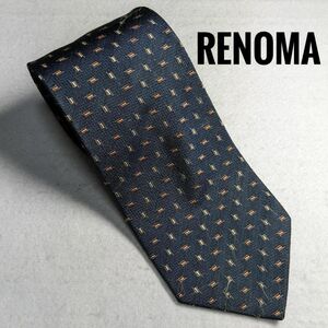 ネクタイ　renoma 約9.2㎝ ネイビー D 774 ■