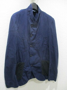 即決11AW BLACK COMME des GARCONS コムデギャルソン 2011AW 切替パッチポケット パッカリングステッチ コットンジャケット カバーオール S