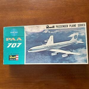 Revell レベル 1/144 PAA Boeing 707 パンナム(箱左方にシンナー跡？袋、開封し部品並べ、画像容認の方へ)グンゼ・レベル