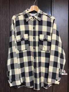 WOOLRICH チェック柄長袖シャツ ベージュx 黒　L