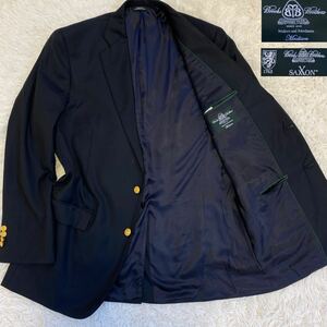 希少2XL ブルックスブラザーズ 金ボタン SAXXON 金ボタン Madison ブレザー テーラードジャケット 紺ブレ ネイビー Brooks Brothers 2B