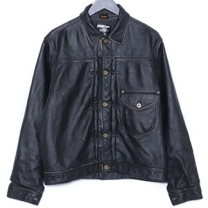 未使用 ISAMU KATAYAMA BACKLASH × LEE レザーカウボーイジャケット M ブラック イサムカタヤマバックラッシュ COW HIDE COWBOY JACKET