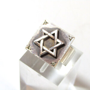 ★Vintage star of david diamond sterling silver ring