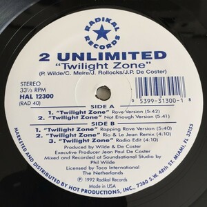 2 UNLIMITED - TWILIGHT ZONE 5version　ジュリアナ鬼ヒット　レア