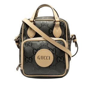 グッチ オフ ザ グリッド ショルダーバッグ ハンドバッグ 2WAY 625850 グレー ベージュ ナイロン レザー レディース GUCCI 【中古】