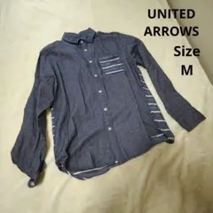 【オシャレ☆UNITED ARROWS】青　後ろボーダー　長袖シャツ　サイズM