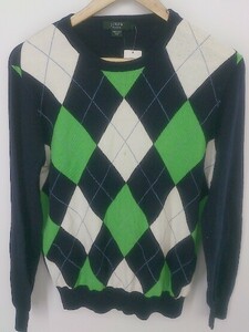 ◇ J.CREW ジェイクルー アーガイル コットンニット 長袖 セーター サイズS ネイビー ホワイト グリーン メンズ P
