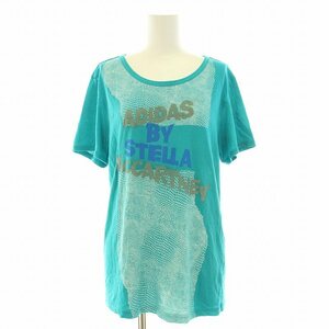 アディダス バイ ステラマッカートニー adidas by Stella McCartney Tシャツ カットソー 半袖 クルーネック ロゴ プリント 8 青 ブルー