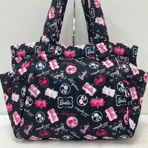 ☆43−1561 美品 LeSportsac レスポートサック トートバッグ 肩掛け バービー Barbie ブラック×ピンク系 ナイロン 軽量 レディース