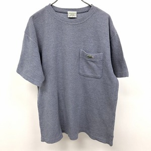 ラコステ LACOSTE Tシャツ ワッフルカットソー ワニのロゴ刺繍 丸首 半袖 胸ポケット 綿100% コットン 3 ヘザーネイビー 杢紺 メンズ 男性