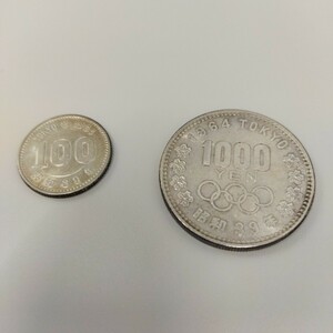 東京オリンピック1964年 記念硬貨 銀貨 1000円 100円　コイン コレクション 千円　百円２枚セット