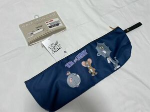 ◆新品◆縦(10.5cm)×横(41cm)◆トム&ジェリー*TOM＆JERRY*ヘアアイロンケース*持ち運び便利*スナップボタン＆ファスナー*両面柄◆紺×水色